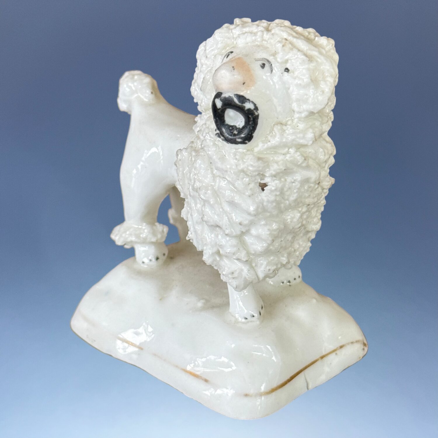 C19th Staffordshire Porcelain ‘Toy’  Poodle Holding a Hat. - Image 3