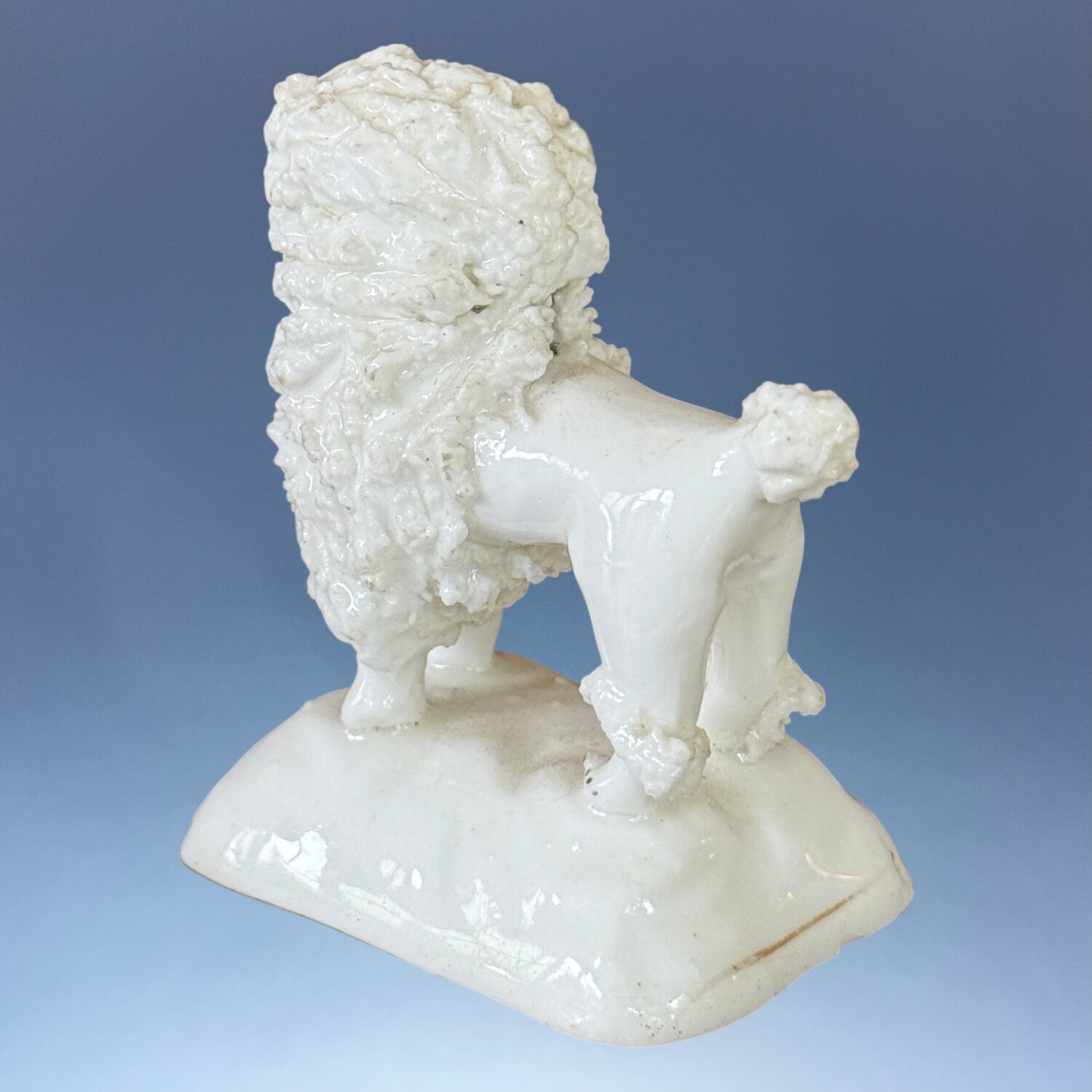 C19th Staffordshire Porcelain ‘Toy’  Poodle Holding a Hat. - Image 4