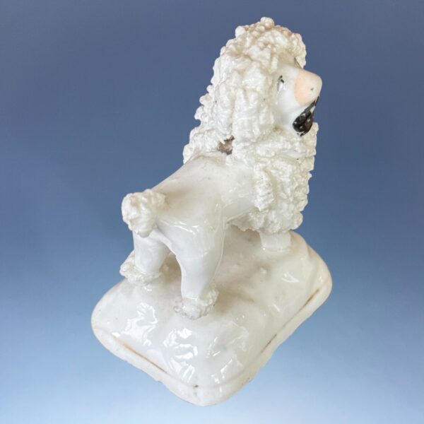 C19th Staffordshire Porcelain ‘Toy’  Poodle Holding a Hat. - Image 6