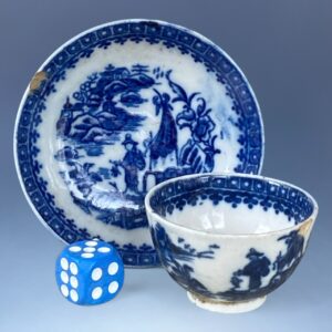 (Clearance) C18th Caughley Porcelain 'Toy' Teabowl & Saucer.