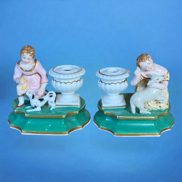 Pair of Staffordshire Porcelain Figures of Children With Animals. - Image 6