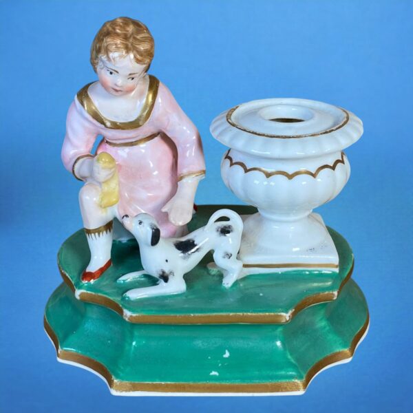 Pair of Staffordshire Porcelain Figures of Children With Animals. - Image 2