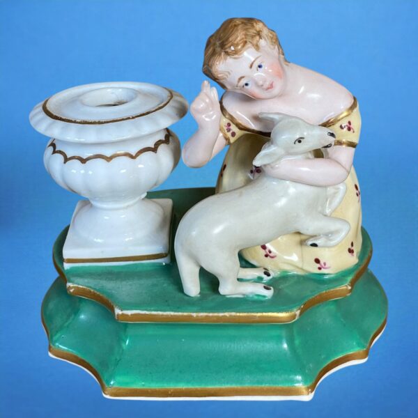 Pair of Staffordshire Porcelain Figures of Children With Animals. - Image 3