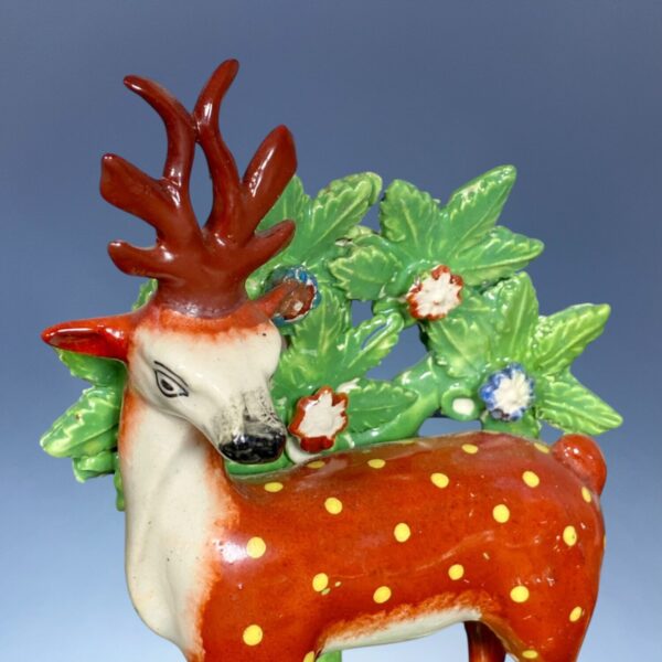 C19th Staffordshire Pottery Stag with Bocage - Image 6
