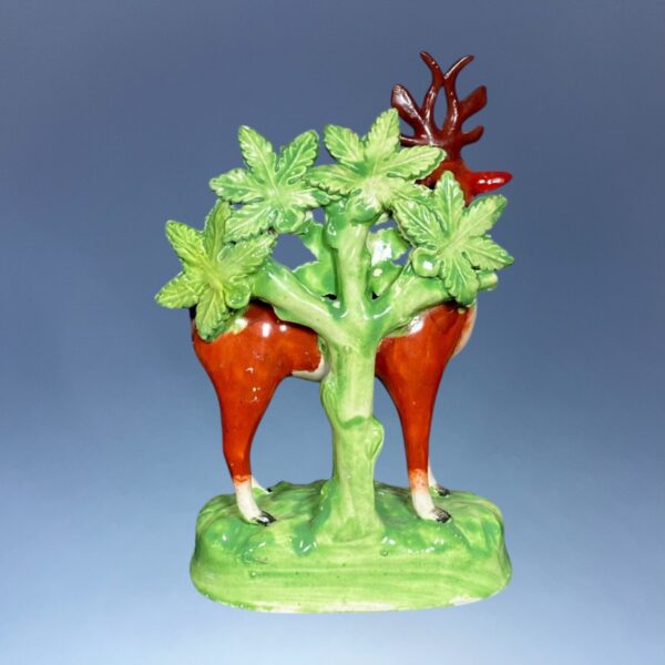 C19th Staffordshire Pottery Stag with Bocage - Image 4