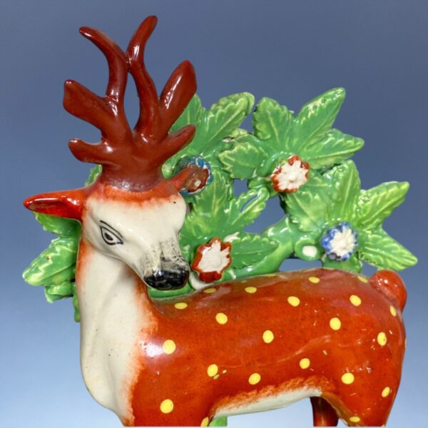 C19th Staffordshire Pottery Stag with Bocage - Image 2