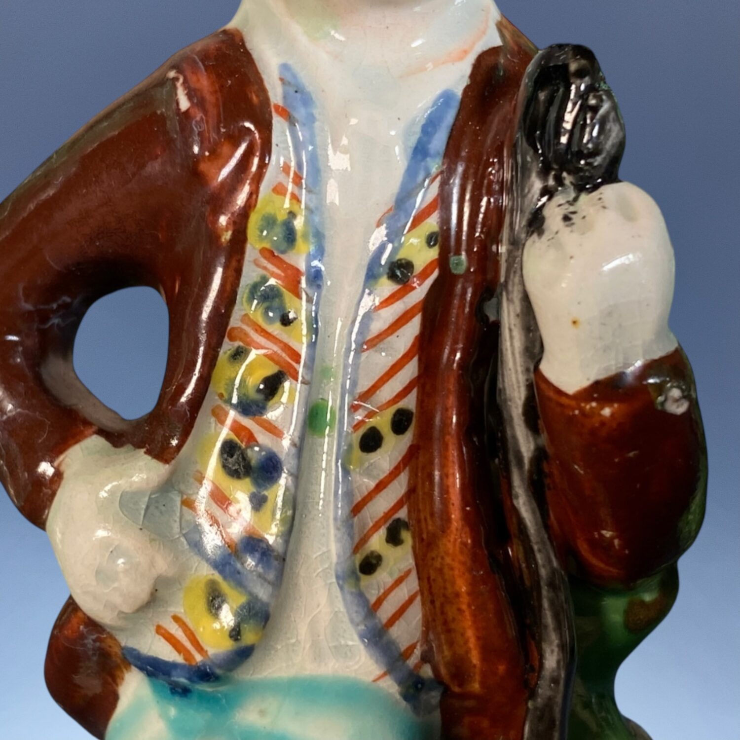 Early Staffordshire Pottery Figure of a Shepherd - Image 5