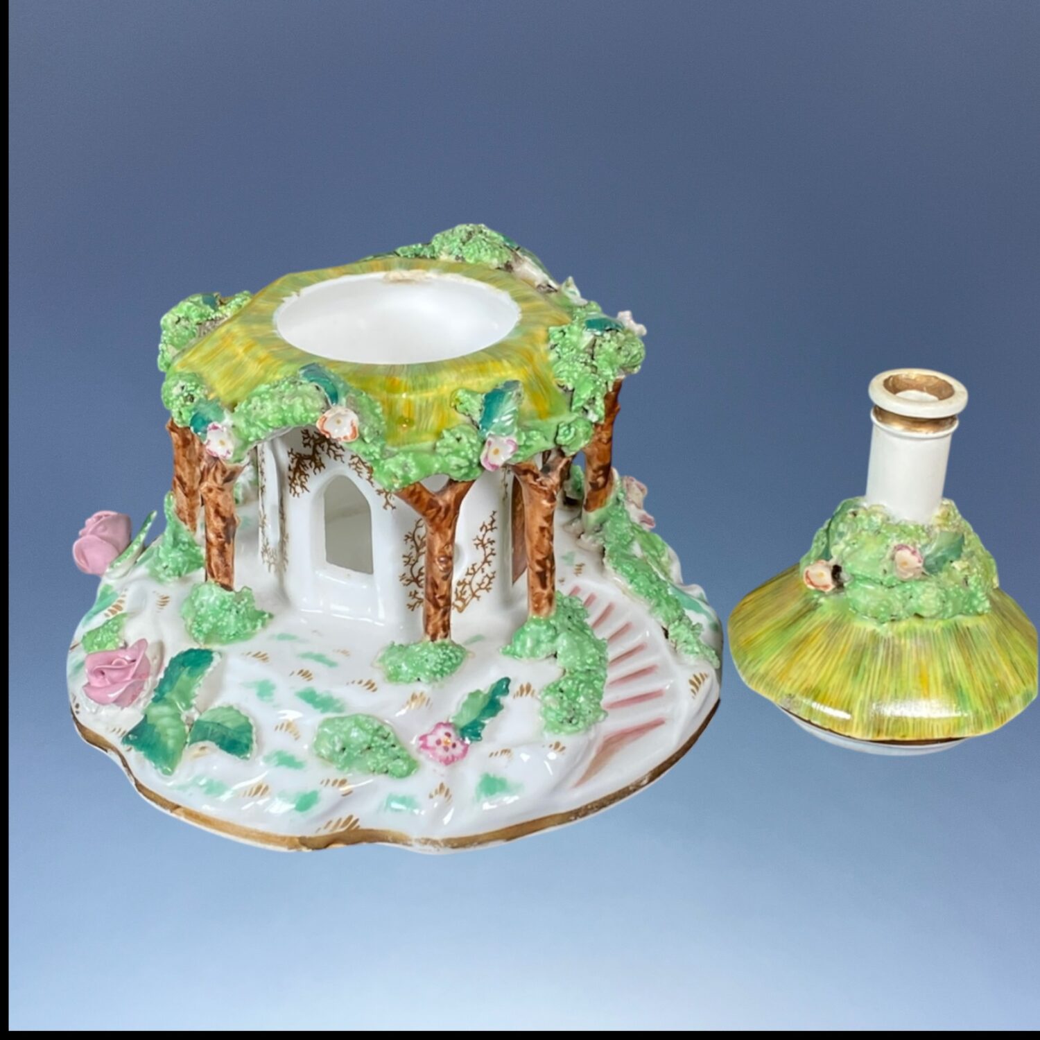 C19th English Porcelain Pastille Burner Cottage. - Image 5