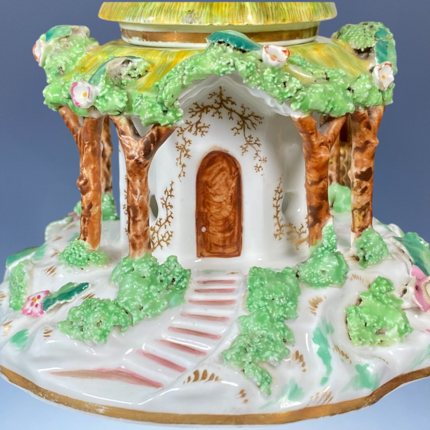 C19th English Porcelain Pastille Burner Cottage. - Image 9