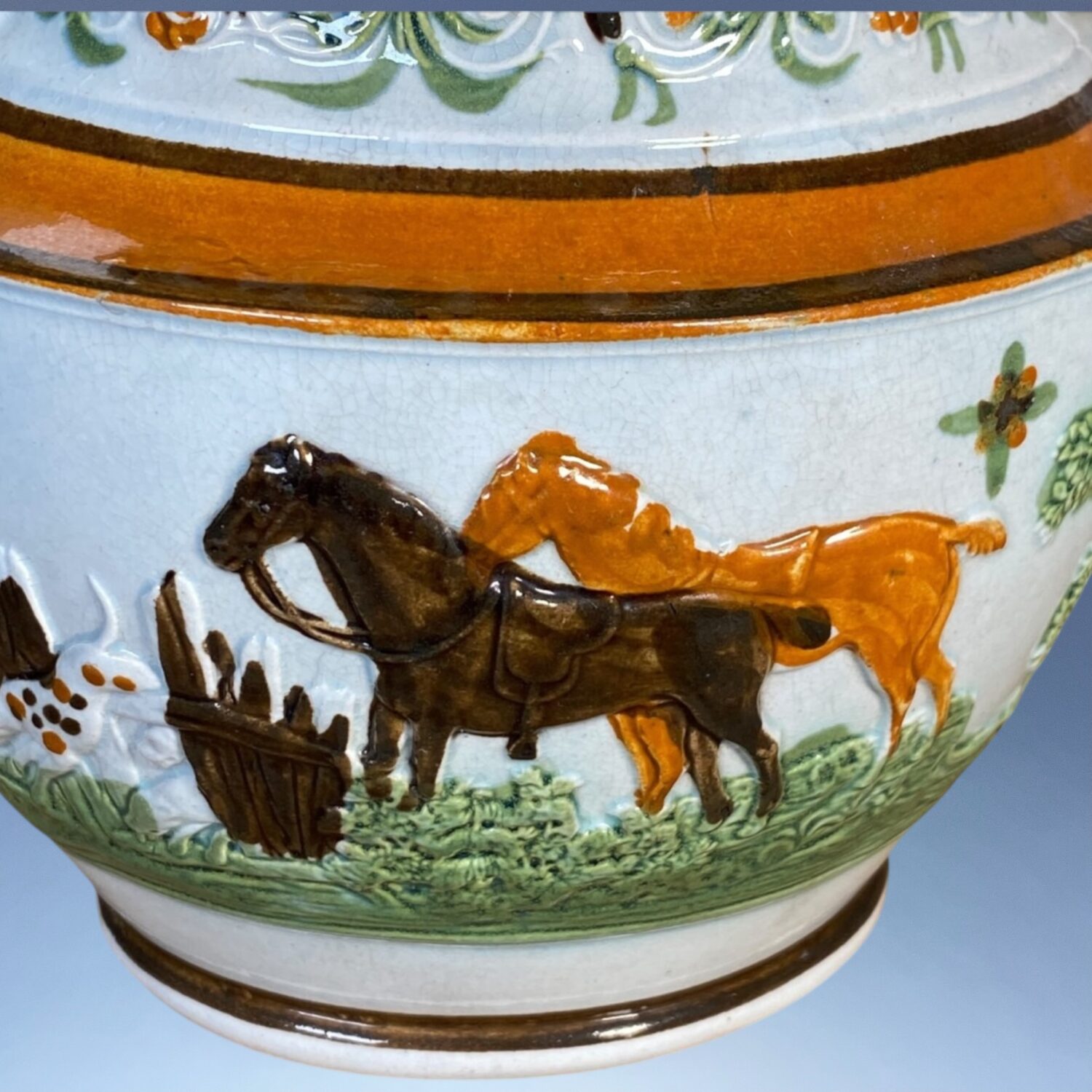 Early Staffordshire ‘Pratt Ware’ Jug with Fox Hunting Scene - Image 3