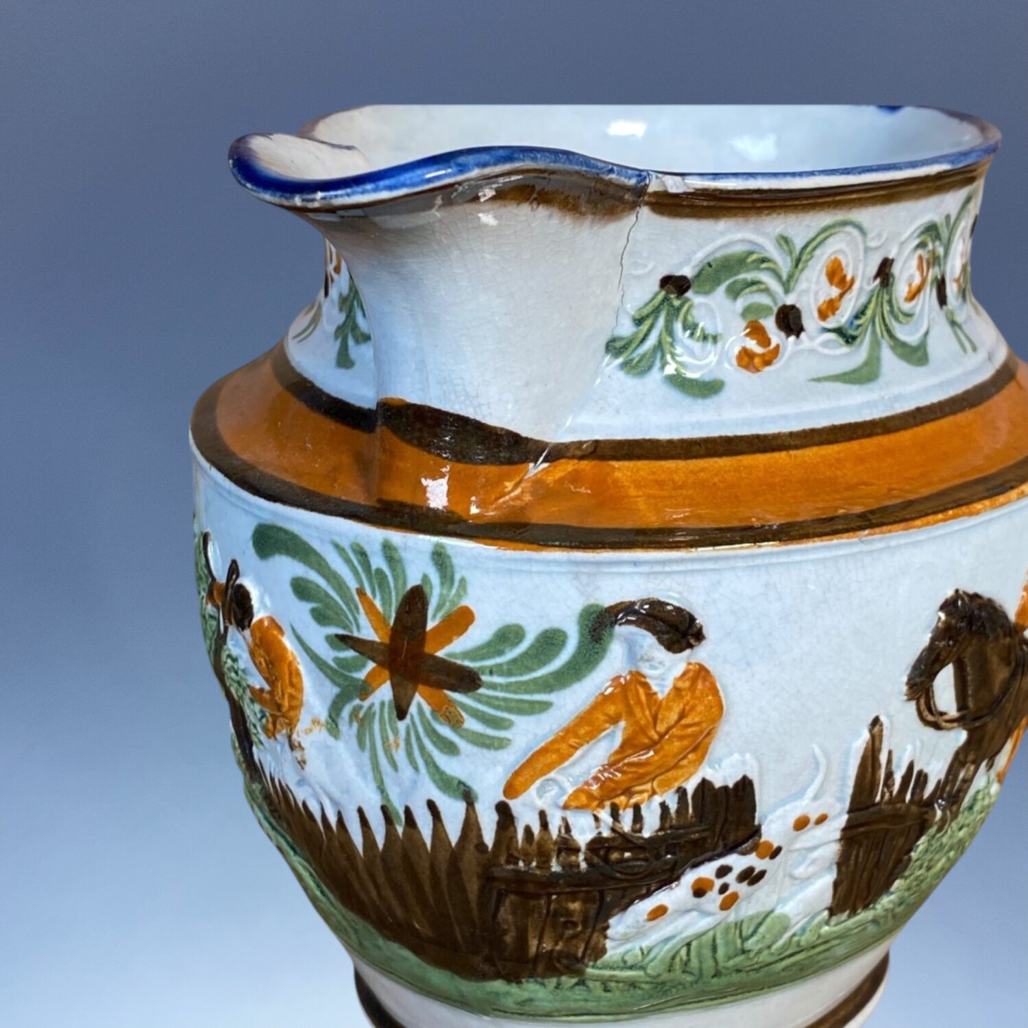 Early Staffordshire ‘Pratt Ware’ Jug with Fox Hunting Scene - Image 4