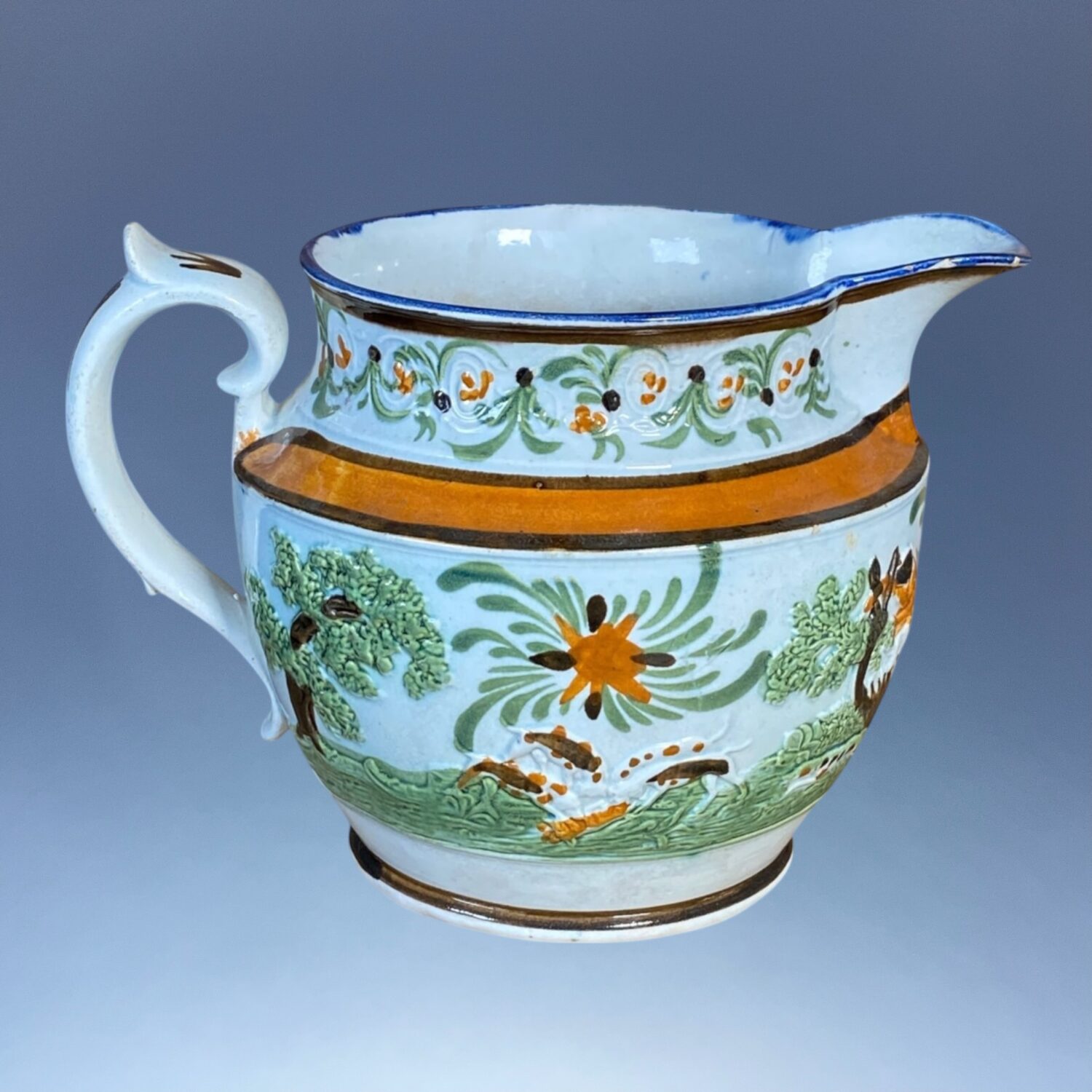 Early Staffordshire ‘Pratt Ware’ Jug with Fox Hunting Scene - Image 5