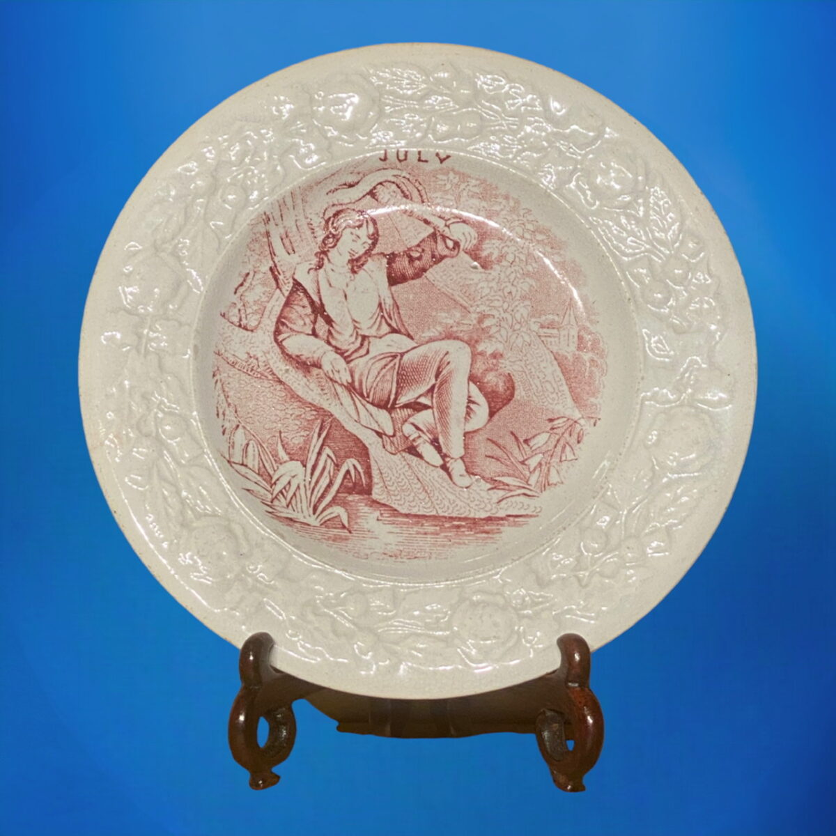 Early Victorian Staffordshire Nursery Plate – ‘JULY’