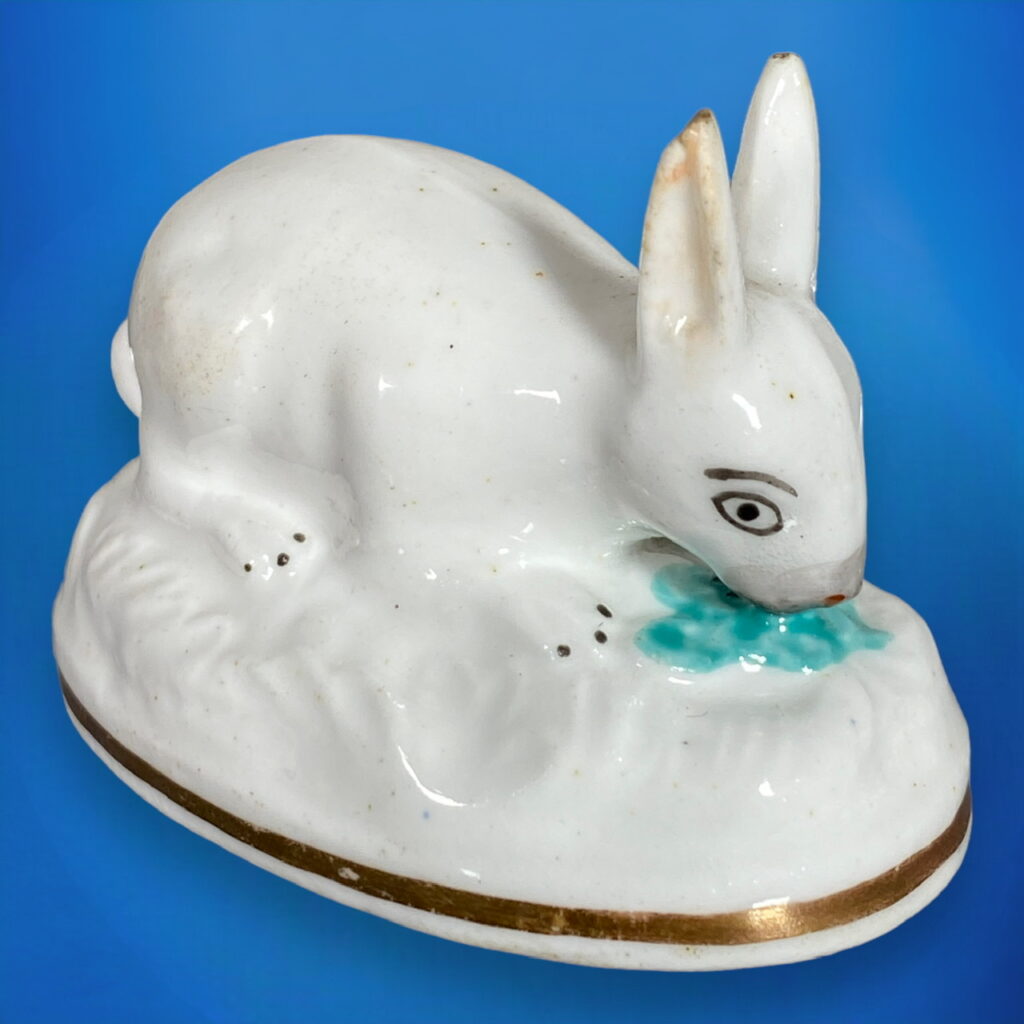 Staffordshire Porcelain Rabbit Eating a Leaf – Andrew Dando – Antique ...