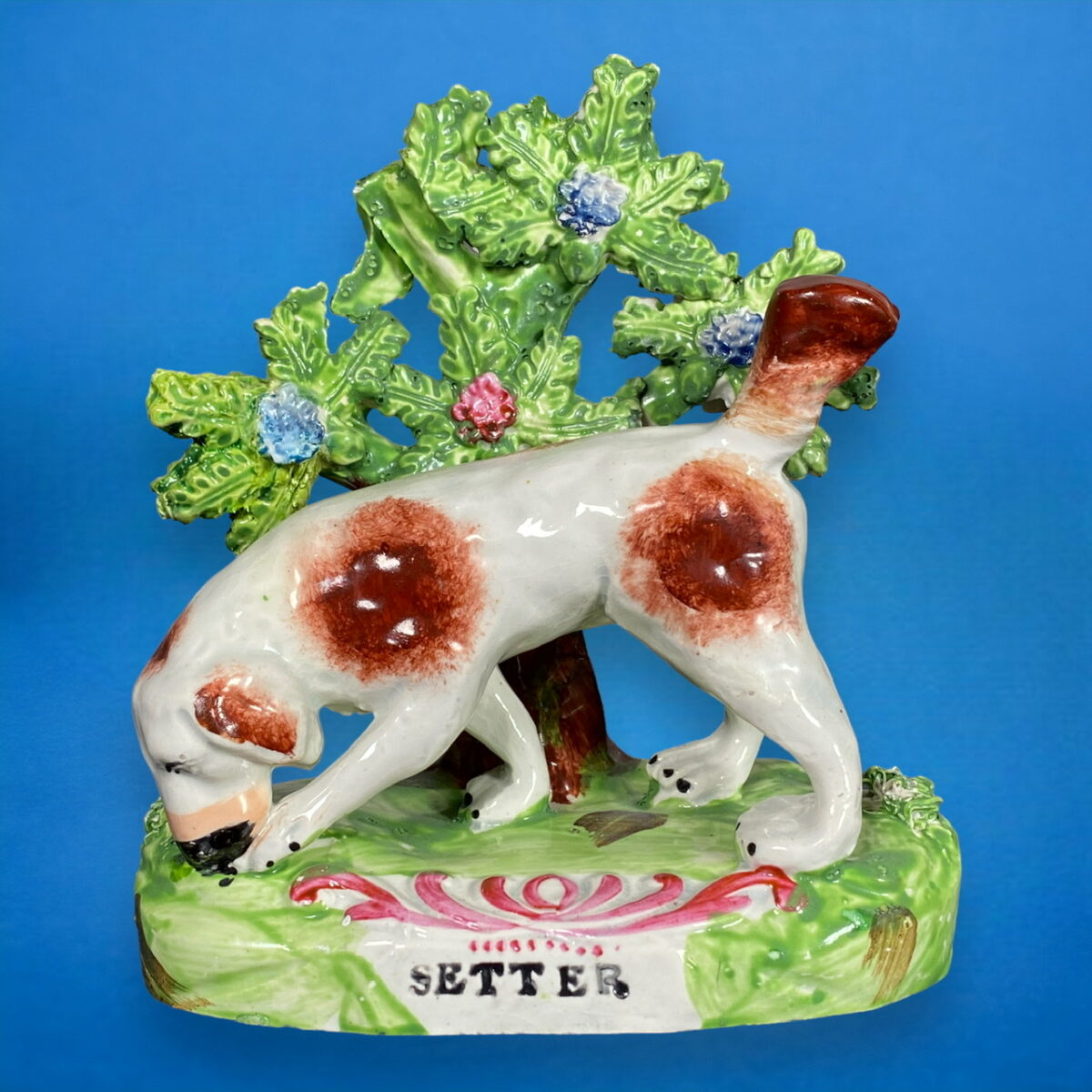 Early Staffordshire Model of a Setter with Bocage.