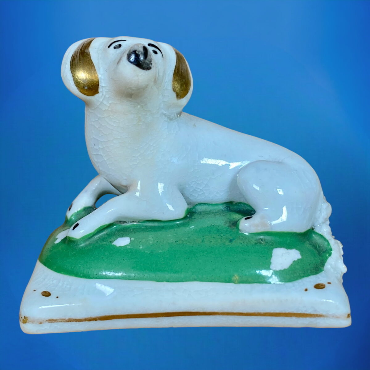 C19th Staffordshire Porcelain Miniature Dog.