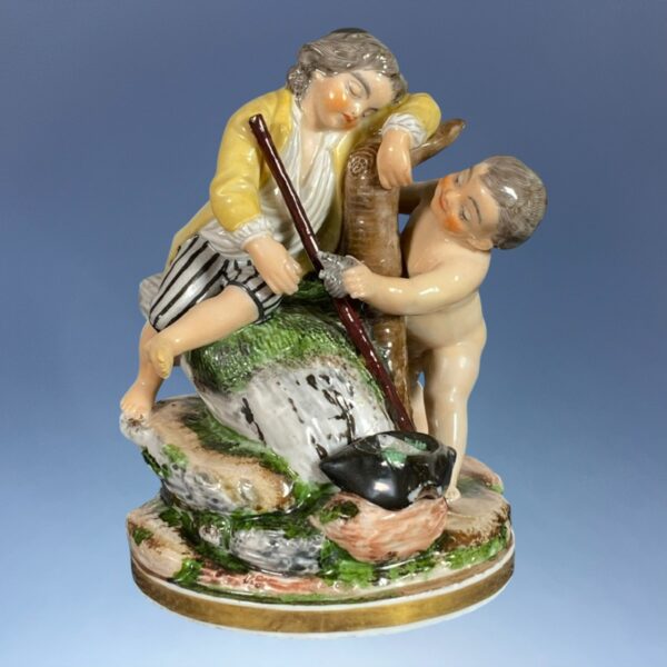 Pair of C19th Niderviller Porcelain Figures of Boys Fishing. - Image 3