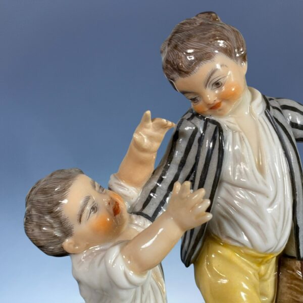 Pair of C19th Niderviller Porcelain Figures of Boys Fishing. - Image 7