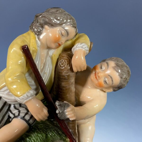 Pair of C19th Niderviller Porcelain Figures of Boys Fishing. - Image 9