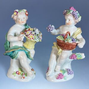 Pair of C18th Derby Shepherd Musician Figures.