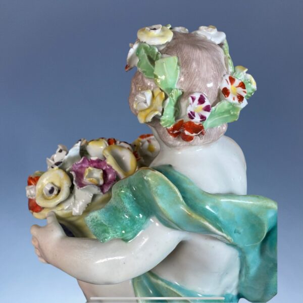 Pair of C18th Derby Porcelain Figures - Spring & Autumn - Image 4