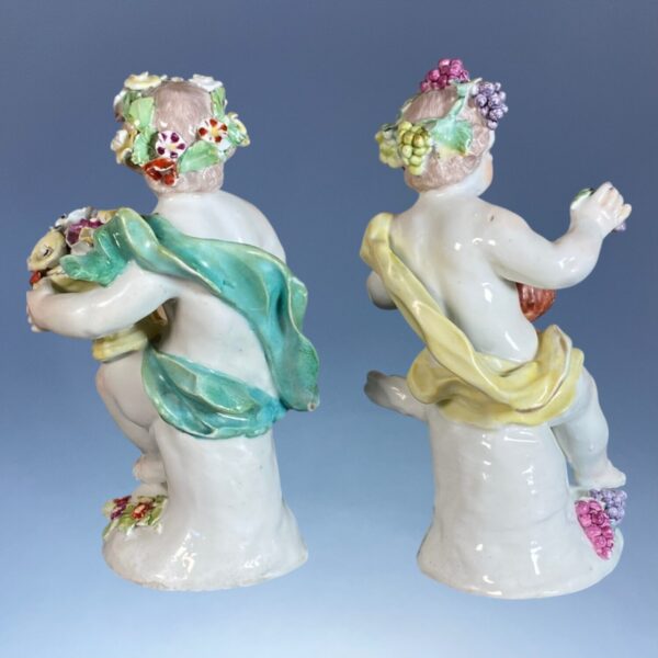 Pair of C18th Derby Porcelain Figures - Spring & Autumn - Image 5