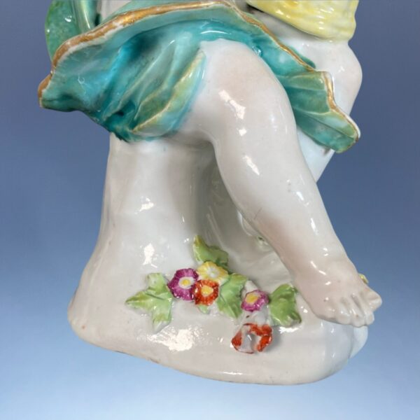 Pair of C18th Derby Porcelain Figures - Spring & Autumn - Image 7