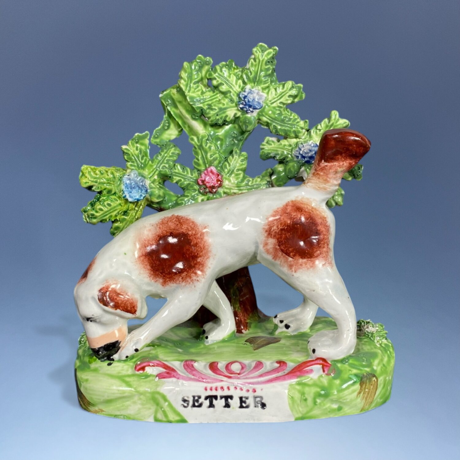 Early Staffordshire Model of a Setter with Bocage.
