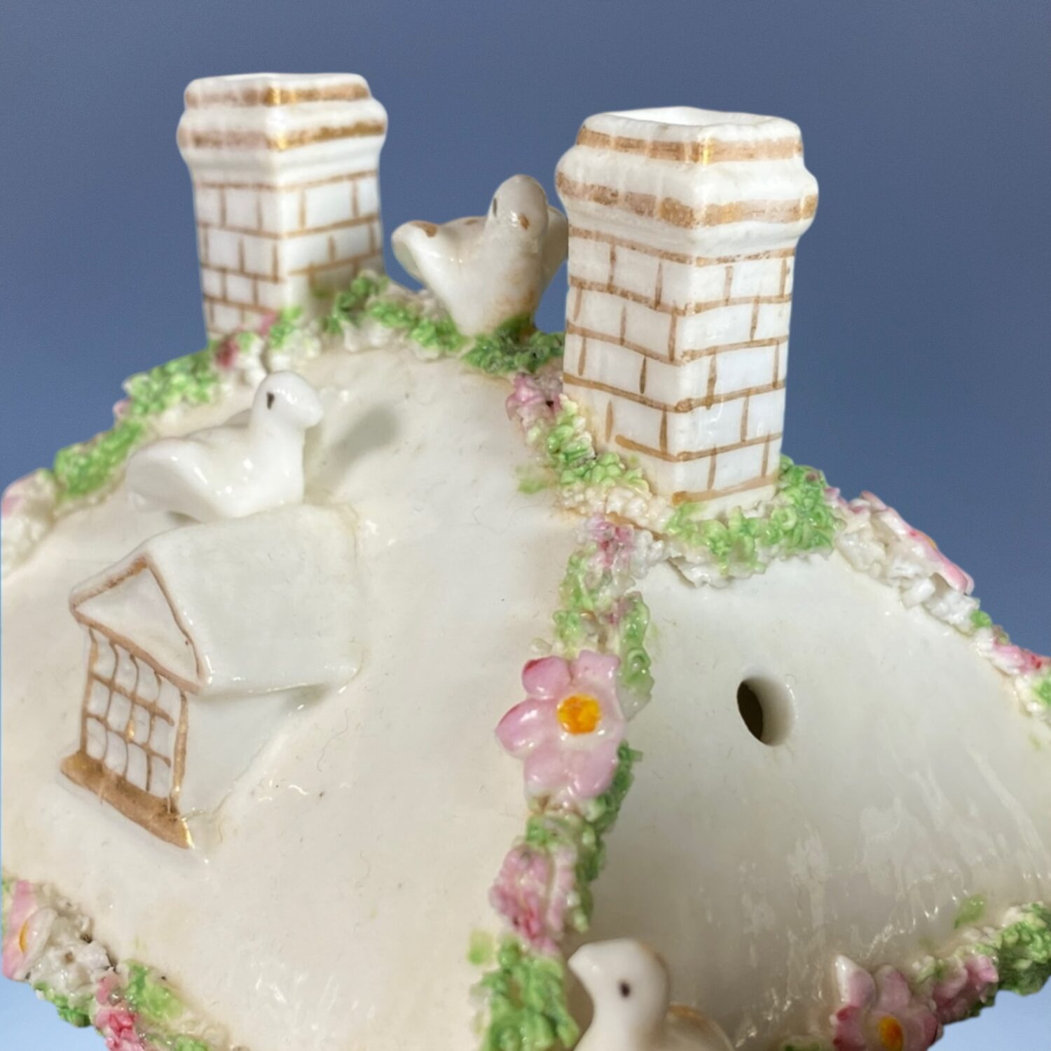 C19th Staffordshire Pastille Burner House With Birds on Roof. - Image 3