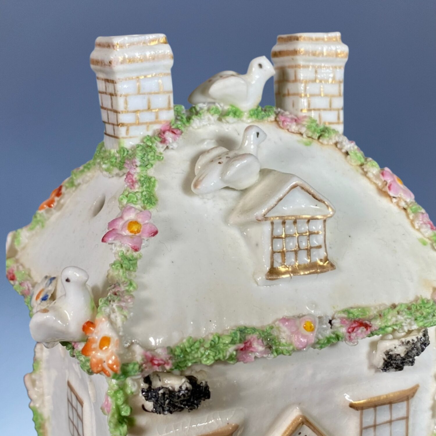 C19th Staffordshire Pastille Burner House With Birds on Roof. - Image 11