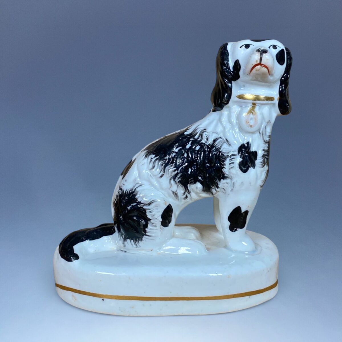 C19th Staffordshire Black & White Spaniel.