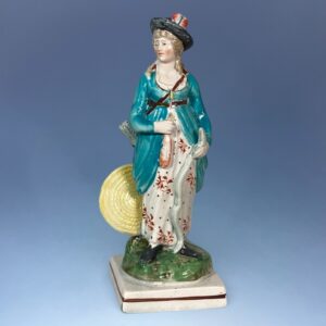 Early C19th Staffordshire Pottery Figure of a Female Archer.