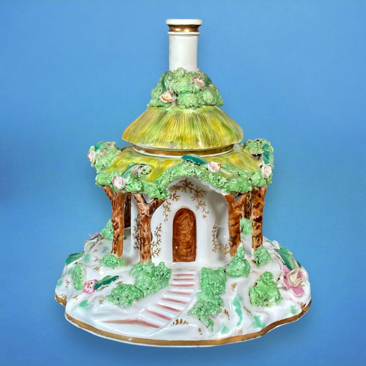 C19th English Porcelain Pastille Burner Cottage.