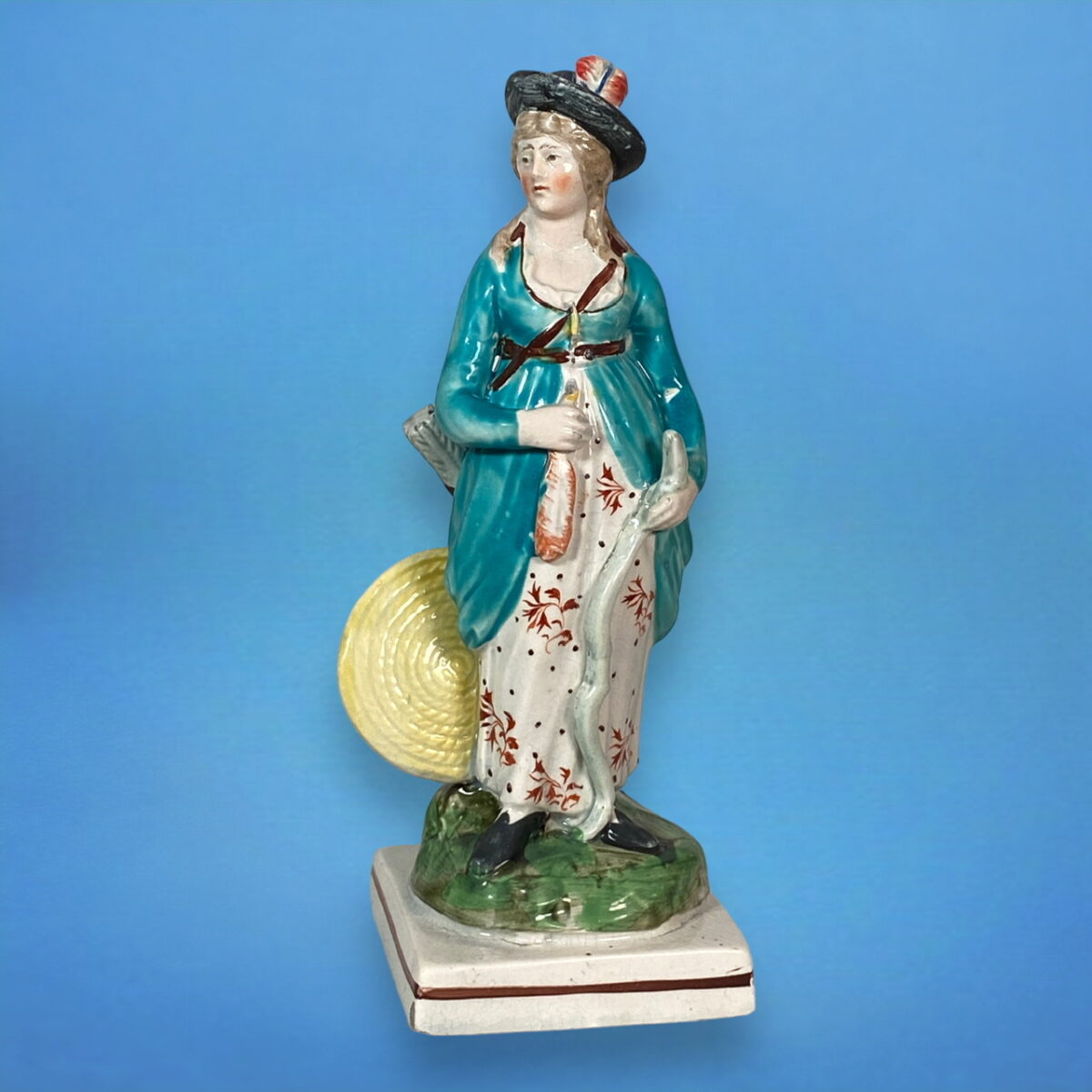 Early C19th Staffordshire Pottery Figure of a Female Archer.