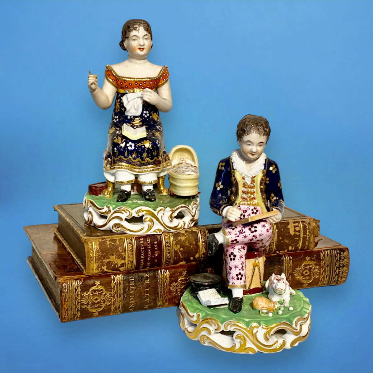 Pair of Bloor Derby Figures – Industrious Children.