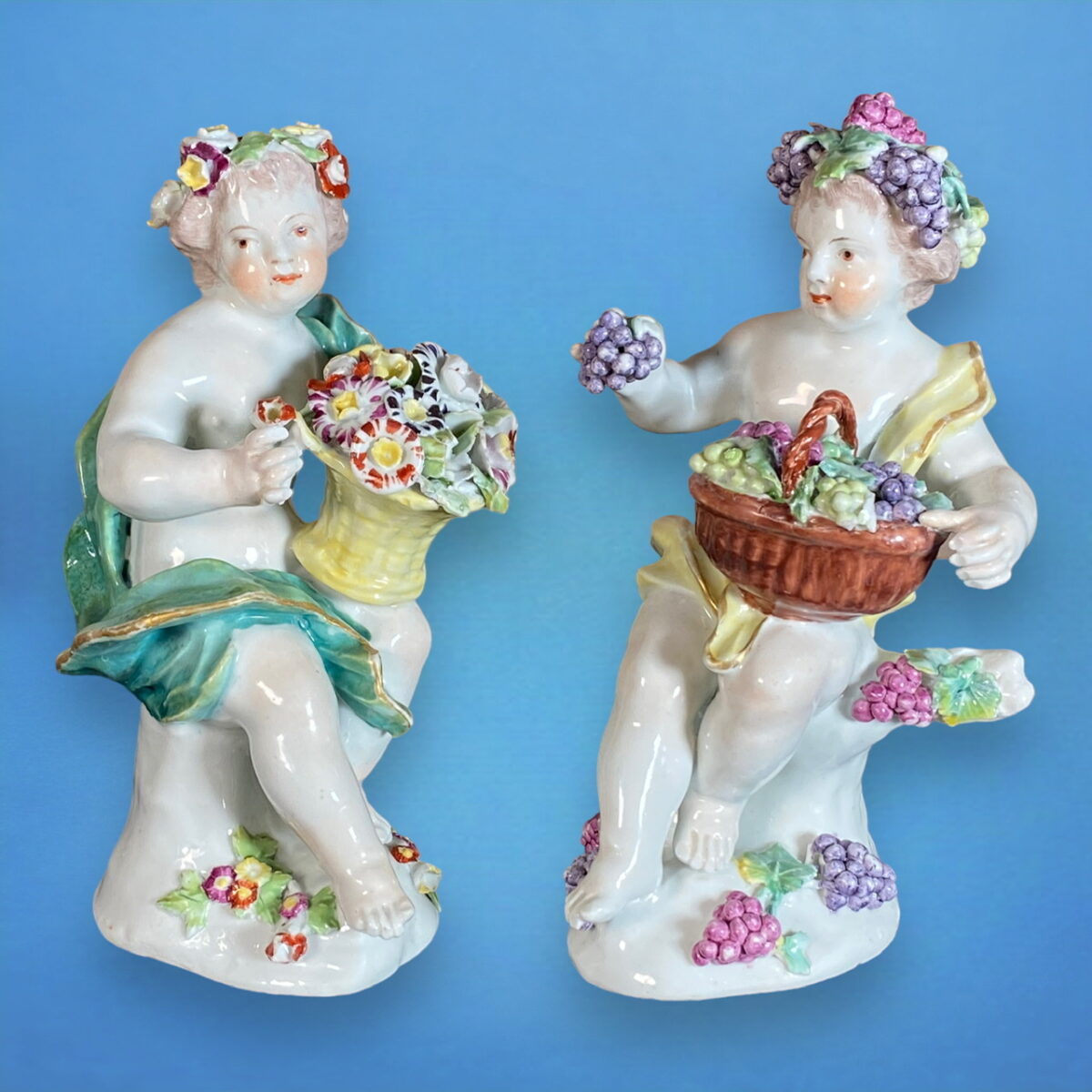 Pair of C18th Derby Porcelain Figures – Spring & Autumn