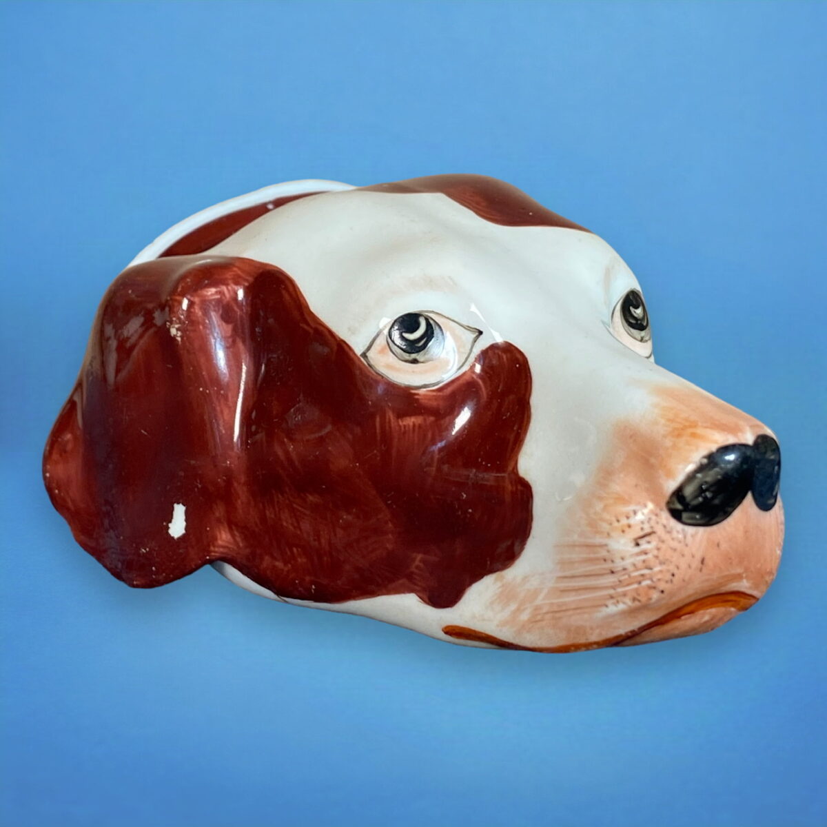 Antique Staffordshire Hound Head Stirrup Cup.