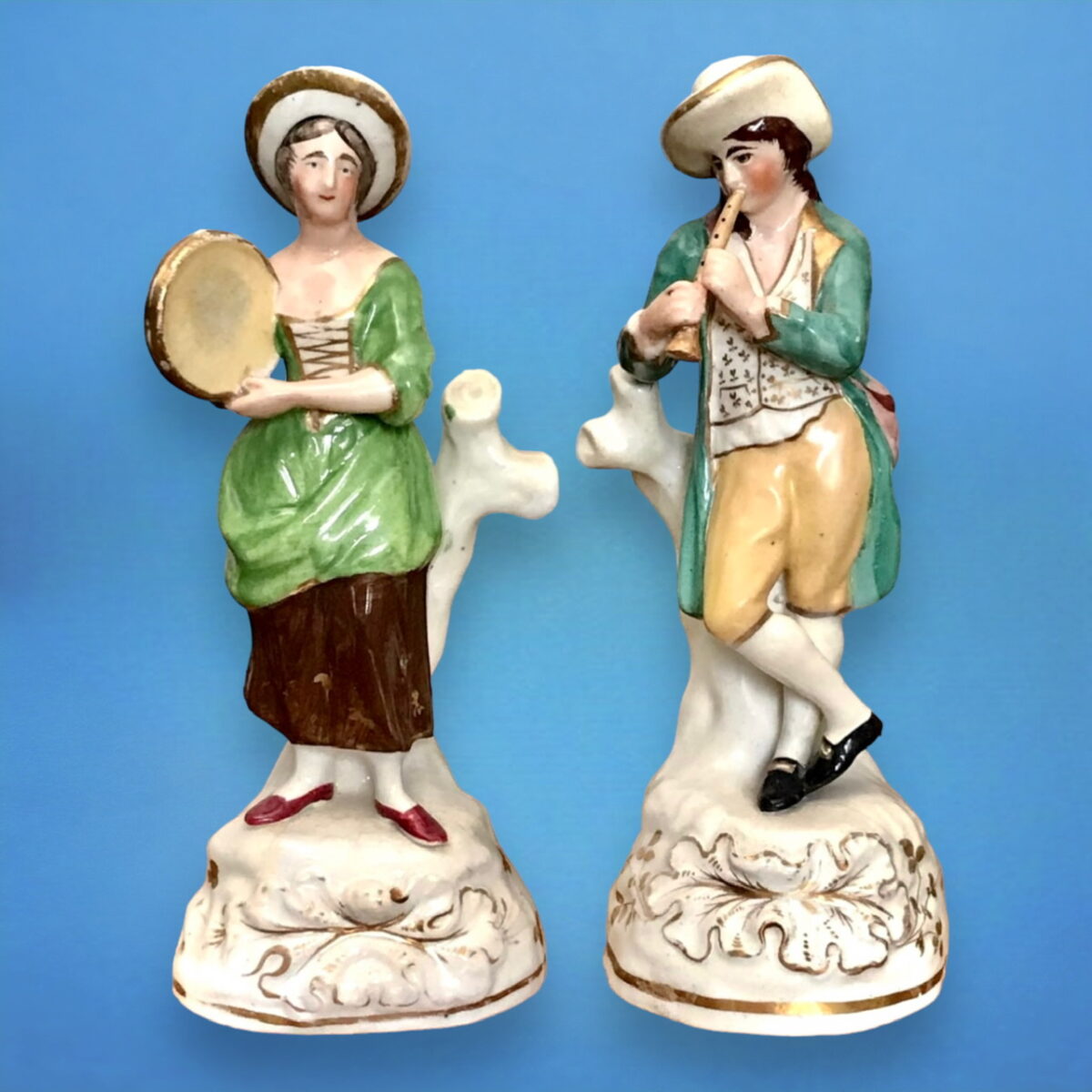 (Clearance)  Pair of Staffordshire Figure of Musicians.
