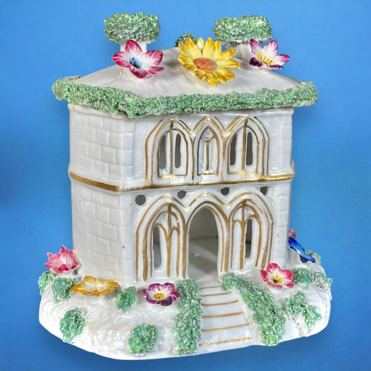 Antique Staffordshire Porcelain Pastille Burner House