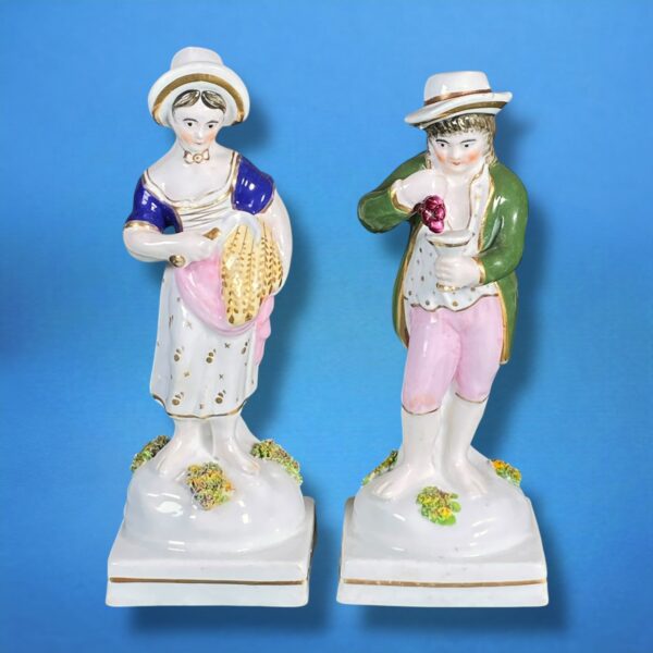 Pair of Antique Staffordshire Figures of Summer & Autumn.