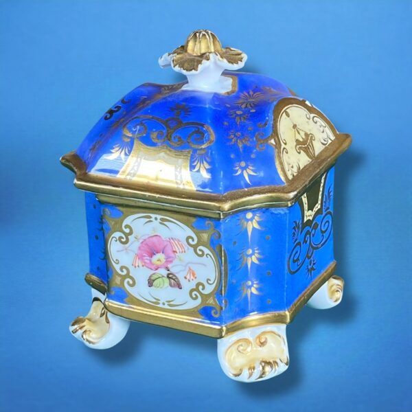 (Clearance) English Porcelain Square Inkwell & Cover