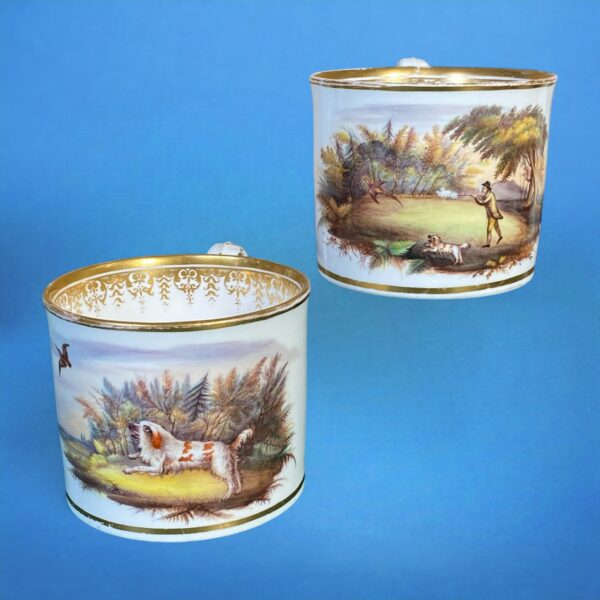 Pair of C19th SPODE Porter Mugs, with Sporting Scenes.