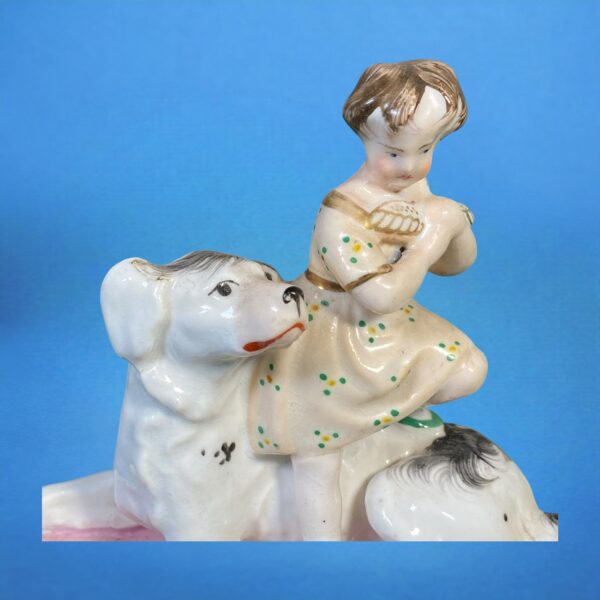 Staffordshire Porcelain Girl Sitting on a Dog. - Image 7