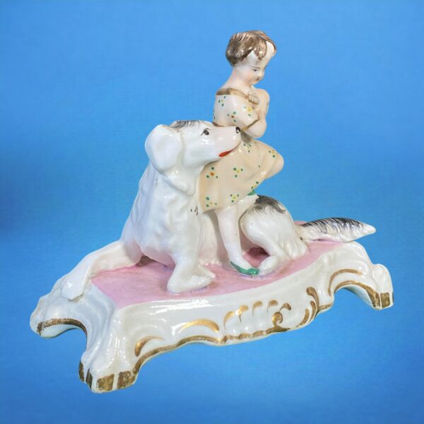 Staffordshire Porcelain Girl Sitting on a Dog. - Image 3