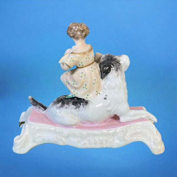 Staffordshire Porcelain Girl Sitting on a Dog. - Image 2