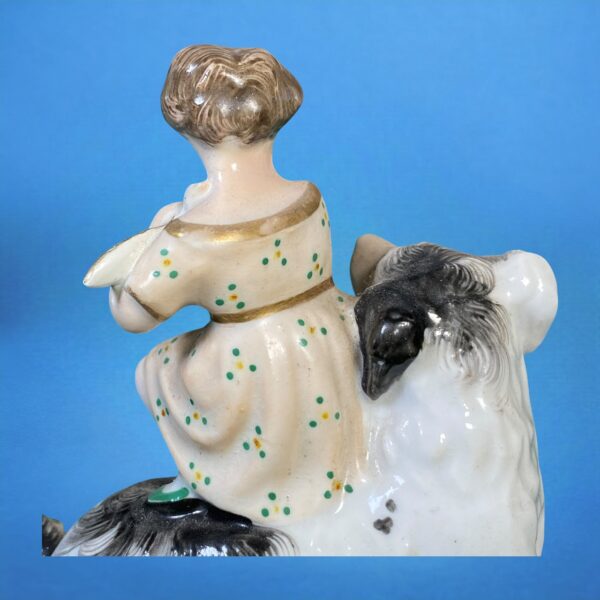 Staffordshire Porcelain Girl Sitting on a Dog. - Image 5