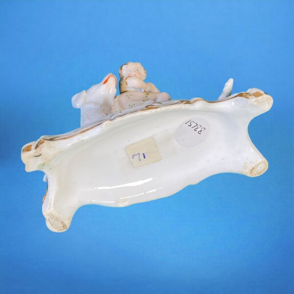 Staffordshire Porcelain Girl Sitting on a Dog. - Image 4