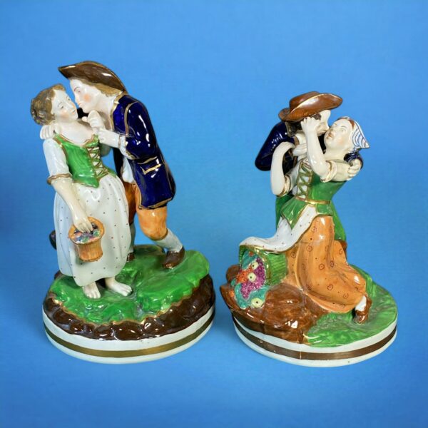 Rare Pair of Staffordshire Figures - Couples Embracing...