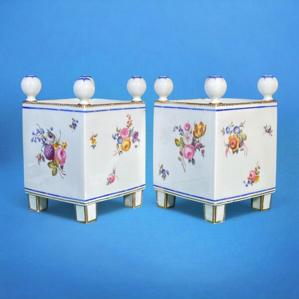 Pair of 19th Century Sevres Style Square Plant Pots