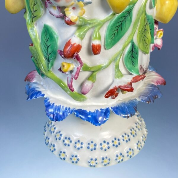 C18th Garniture of Bow Porcelain 'Frill' Vases & Covers. - Image 6